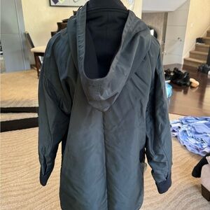 NF Black New Frontier Women’s rain jacket zip Large detachable removable hood